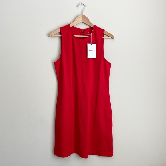 NWT Everlane ‘The Dream 90’s Shift Dress’ Organic Cotton Classic Red - Picture 4 of 10